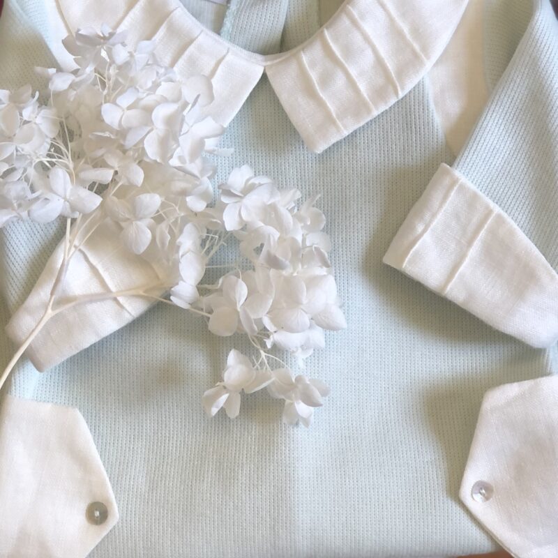 Macacão Bebê Menino com Gola e Punhos com Nervuras e Lapelas